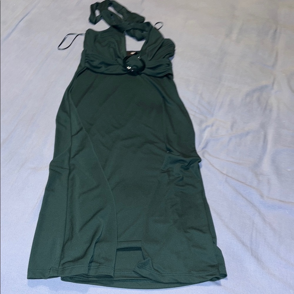 Elegant Green Dress with Halter Neck